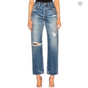 Moussy Vintage Monett Wide Straight Leg High Rise Distressed Jeans 23